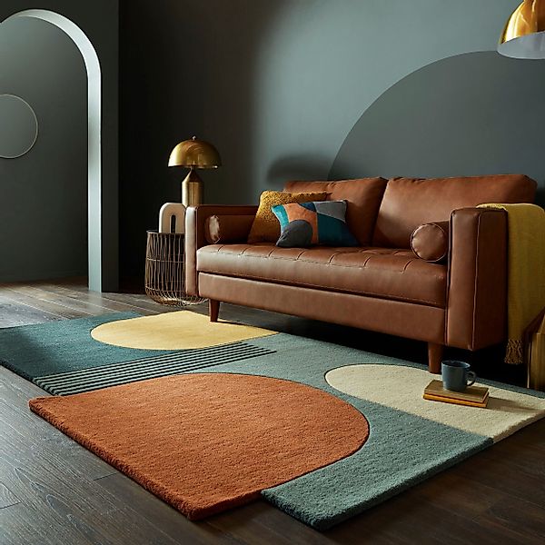 FLAIR RUGS Wollteppich »Lozenge«, rechteckig, 10 mm Höhe, Kurzflor, Retro M günstig online kaufen
