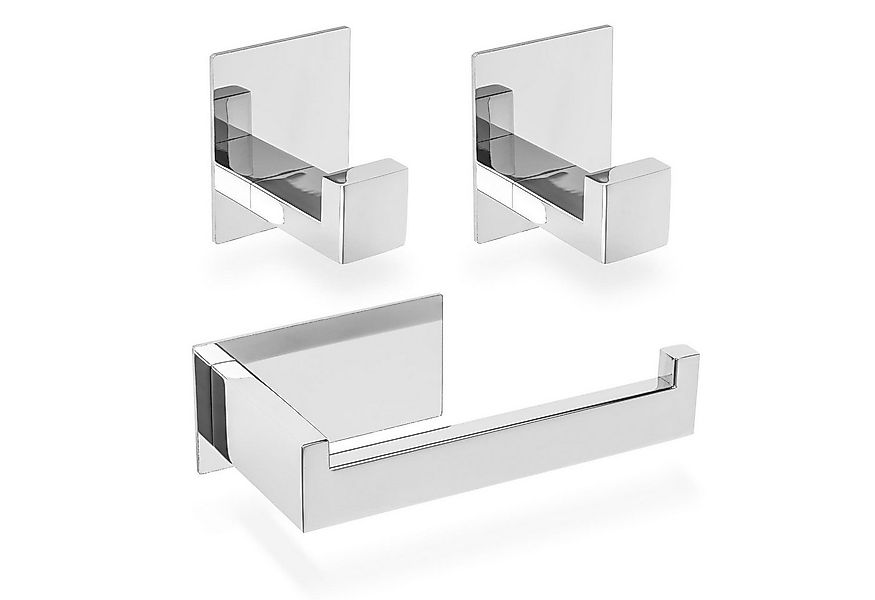 ECENCE Toilettenpapierhalter 1x Toilettenpapierhalter + 2x Handtuchhaken Ch günstig online kaufen