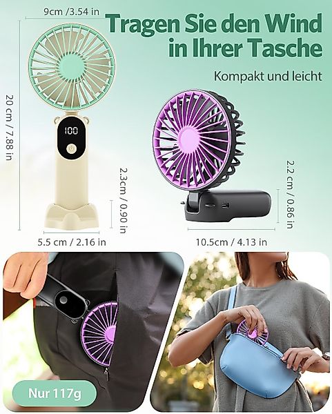 Coonoor Handventilator Mini Handventilatoren Akku Aufladbar,Tragbarer günstig online kaufen