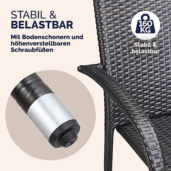 Casaria Gartenstuhl, Stapelbar Wetterfest Polyrattan Outdoor günstig online kaufen