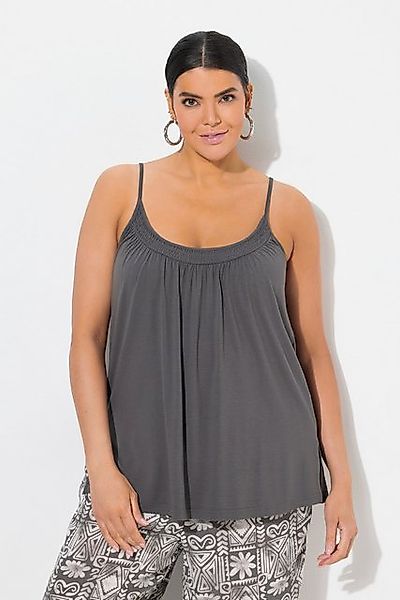 Ulla Popken Longtop Top gesmokter Ausschnitt A-Linie Spaghettiträger günstig online kaufen