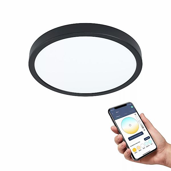 EGLO connect Fueva-Z Deckenlampe, Ø 28,5cm schwarz günstig online kaufen