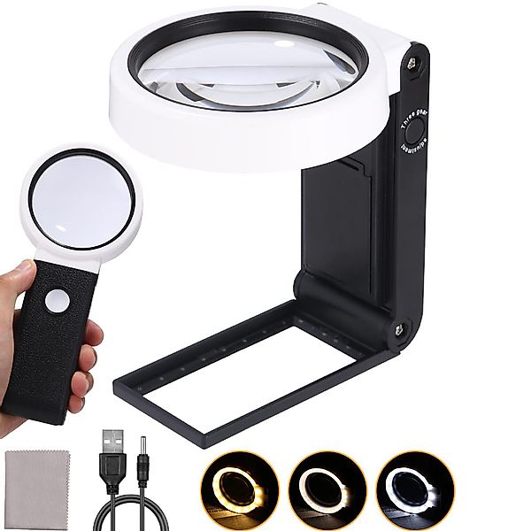 LEAZZLE Lupenlampe Vergrößerungsglas,2-in-1 Schreibtischlampe und LED günstig online kaufen