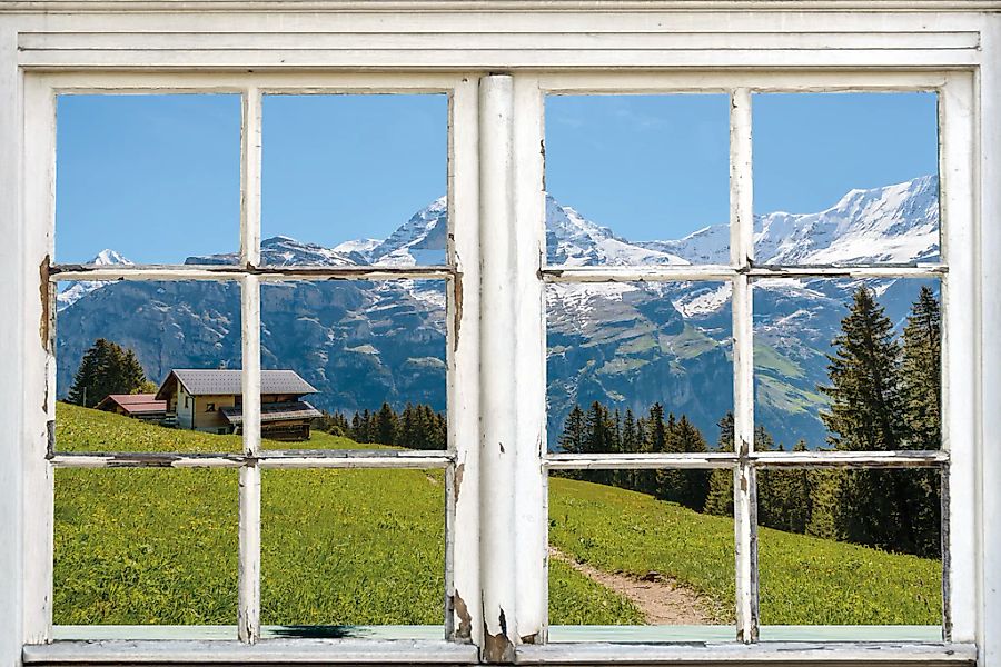 queence Leinwandbild "Südtirol" Berge & Alpenbilder  Berghütte  Fensterblic günstig online kaufen