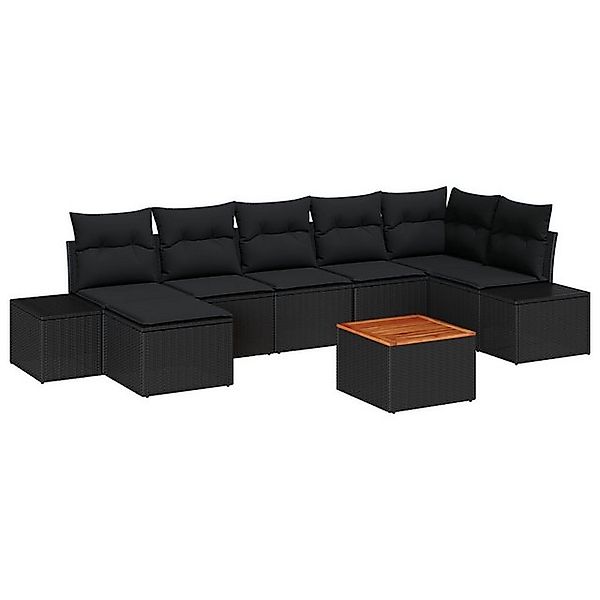 vidaXL Loungesofa 8-teiliges Garten-Sofa-Set mit Kissen Schwarz Poly Rattan günstig online kaufen