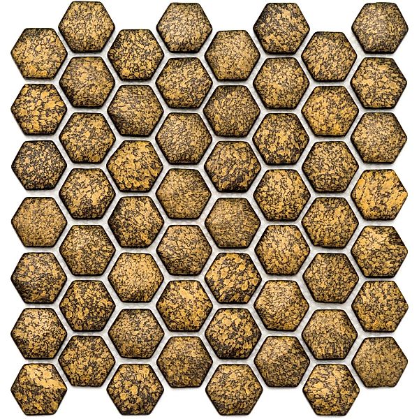 Mosaikmatte Ebru Hexagon Glas Gold 29 cm x 29 cm günstig online kaufen