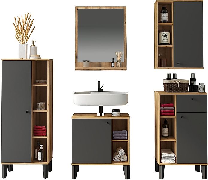 Home affaire Badmöbel-Set "OSLO, Bad im skandinavischen Design, 5-teiliges günstig online kaufen