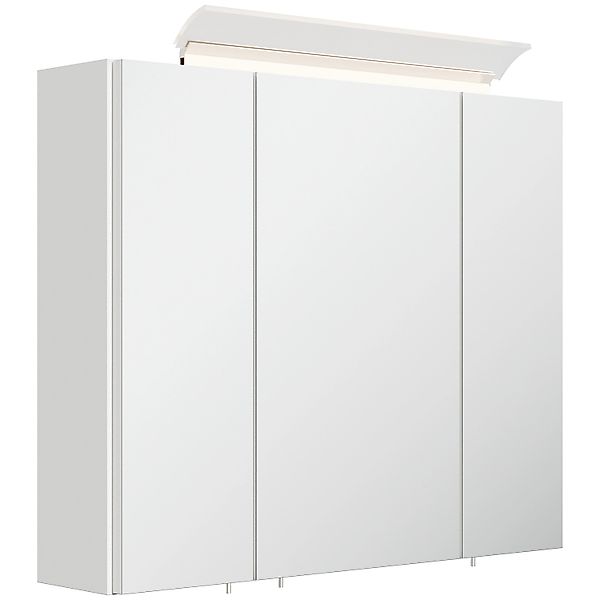 Posseik Spiegelschrank inkl. Design LED-Lampe u. Glasböden 75 cm Weiß Hochg günstig online kaufen