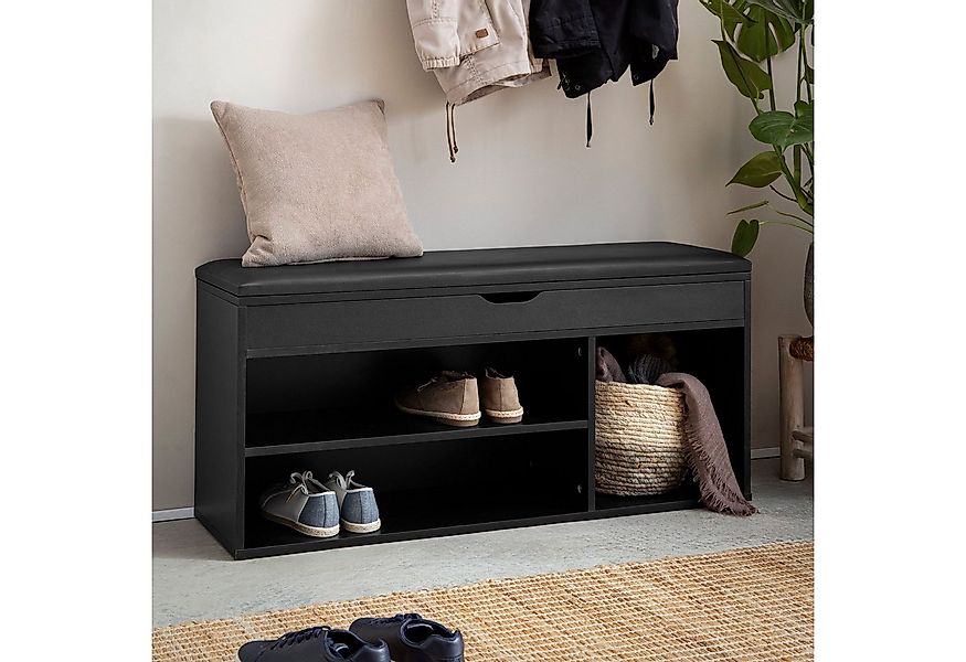 FINEBUY Schuhbank FB107189 Garderobenbank 104 cm Sitzbank Kunstleder Flurba günstig online kaufen