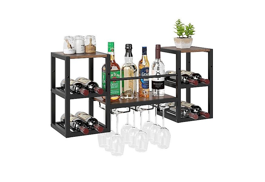 COSTWAY Weinregal, Wandregal, 8 Flaschen & 9 Gläser Flaschenregal Metall günstig online kaufen