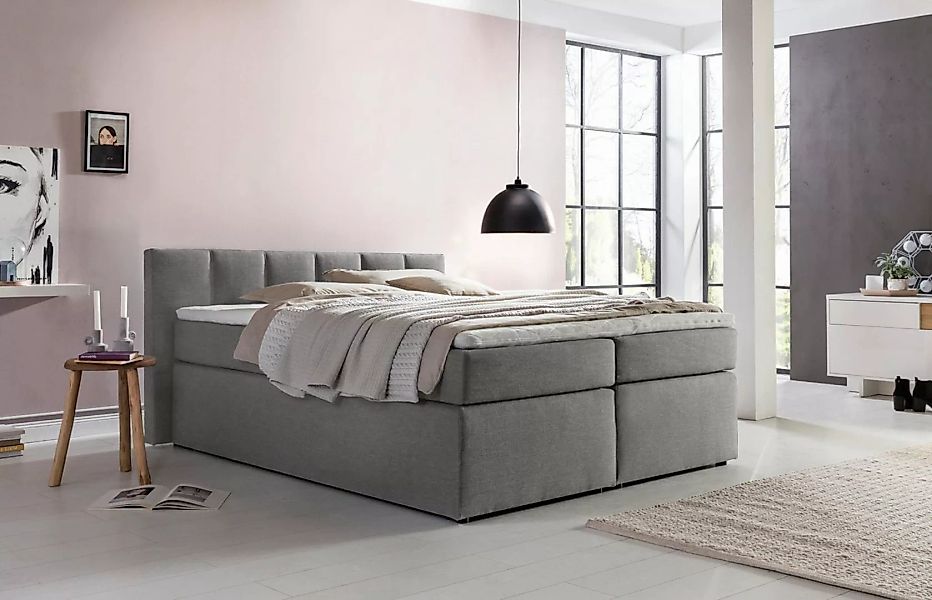 Möbelfreude Boxspringbett Boxspringbett Valina 140x200 cm Hellgrau H2, 140x günstig online kaufen