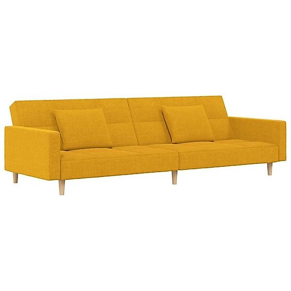 vidaXL Schlafsofa, Sofa 2-Sitzer mit 2 Kissen Gelb Stoff günstig online kaufen