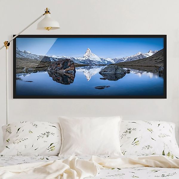 Bild mit Rahmen Stellisee vor dem Matterhorn günstig online kaufen