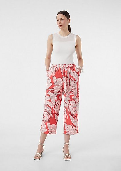 comma Culotte Hose Crop-Hose aus Viskosemix im Relaxed Fit mit All-over-Pri günstig online kaufen