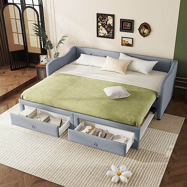 Flieks Daybett, Schlafsofa Polsterbett ausziehbar 90x200cm/180x200cm günstig online kaufen