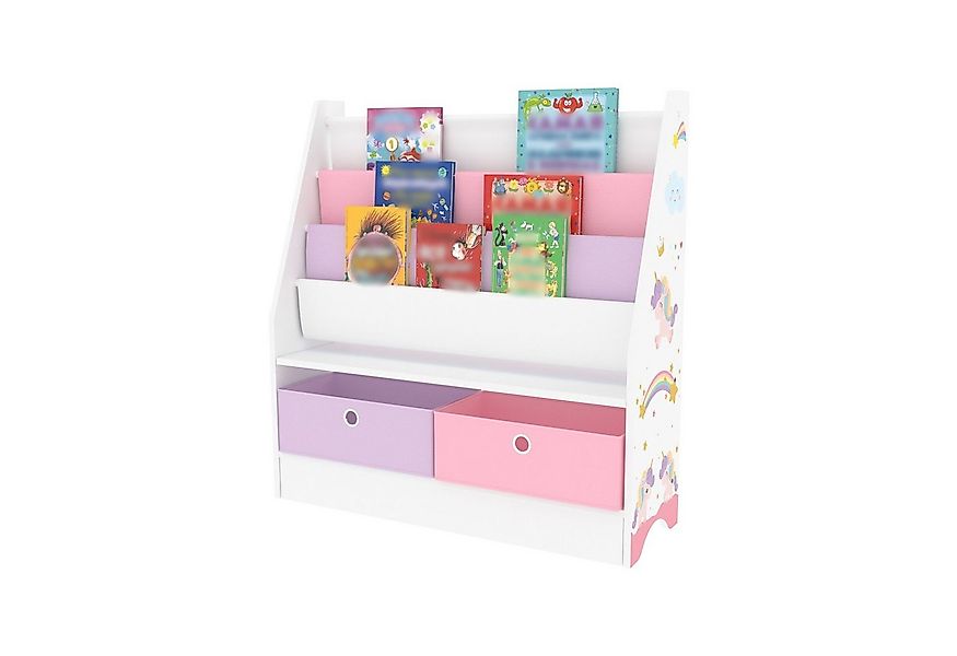 en.casa Bücherregal, »Neda« Kinderregal 74x71x23 cm mit Einhorn-Motiv Weiß/ günstig online kaufen