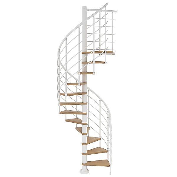 Dolle Spindeltreppe Oslo Ø 160 cm Metallelemente Weiß 13 Stufen Eiche FSC® günstig online kaufen