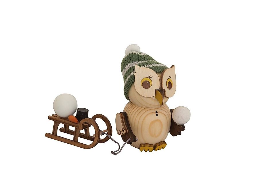 Kuhnert Dekofigur Mini-Eule mit Schlitten - aus Holz gefertigt - ca. 7 cm g günstig online kaufen