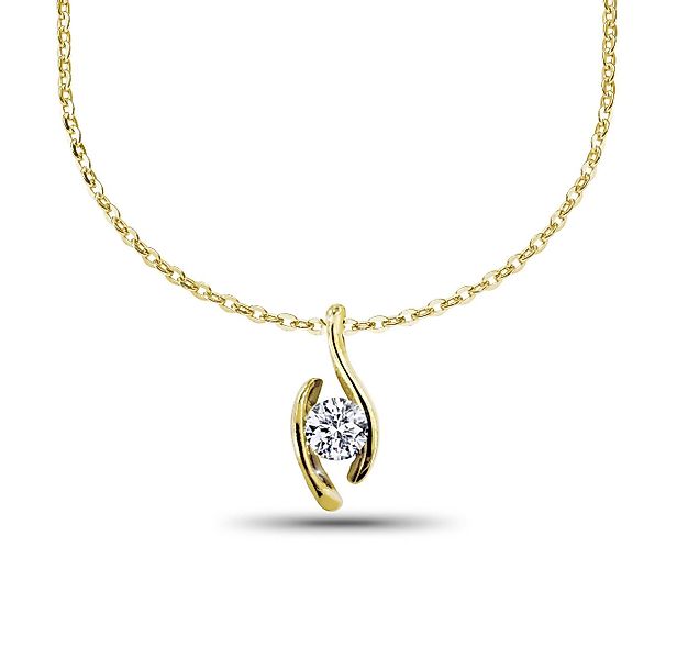 Adam & Eve Goldkette Halskette 585/- mit 0.15ct Brillant Gelbgold 0,15 ct., günstig online kaufen