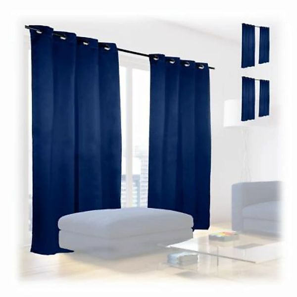 relaxdays 6 x Verdunklungsvorhang mit Ösen blau dunkelblau günstig online kaufen