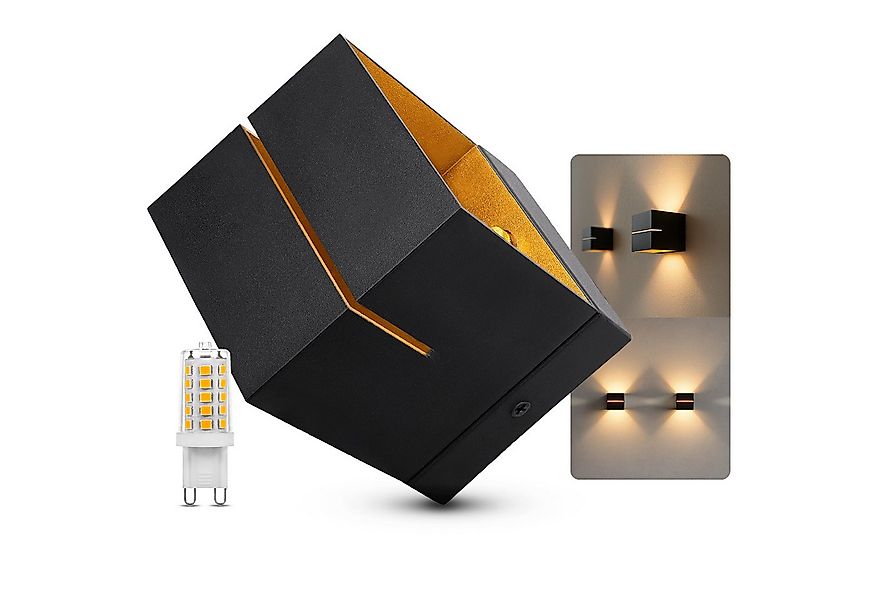SSC-LUXon LED Wandleuchte Wandleuchte KOURA schwarz gold Up Down inkl. G9 L günstig online kaufen
