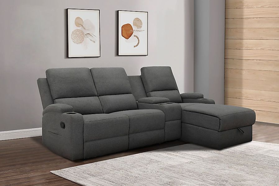 Home affaire Ecksofa "NAPORI Multimediasofa, 3er Kinosessel XXL, L-Form, 3 günstig online kaufen