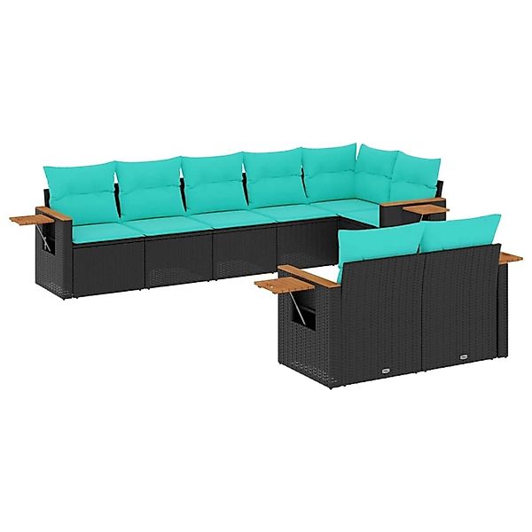 vidaXL 8-Tlg Garten-Sofagarnitur mit Kissen Schwarz Poly Rattan 3226988 günstig online kaufen