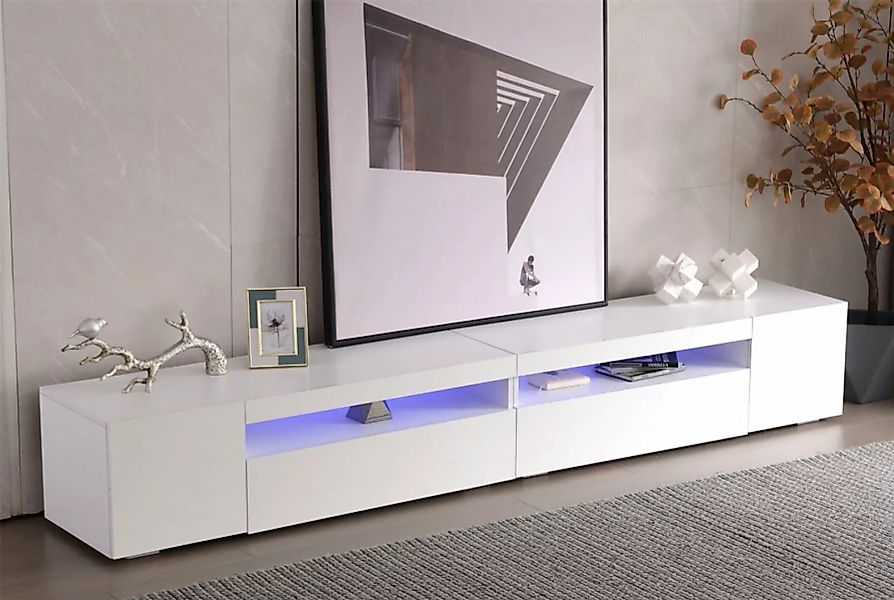 Celya TV-Schrank 240x39 x35CM, Variable LED-Beleuchtung helles Panel, Weiße günstig online kaufen