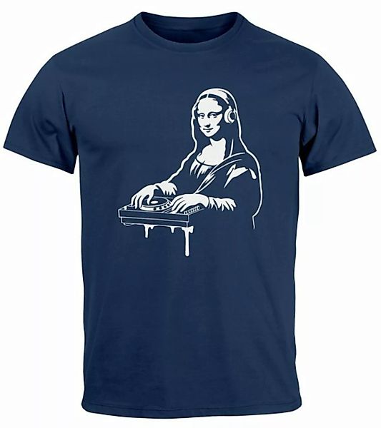 Neverless Print-Shirt Herren T-Shirt Techno DJ Mona Lisa Musik Festival Rav günstig online kaufen