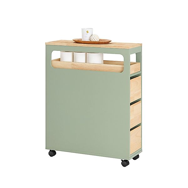 SoBuy Badezimmerschrank Rollwagen mit 3 Schubladen Nischenschrank 24x82x65c günstig online kaufen