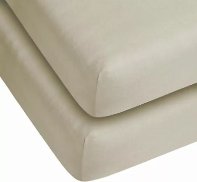 Aspero® 2 x Spannbettlaken aus Baumwolle Bettlaken beige Gr. 140-160 x 200 günstig online kaufen