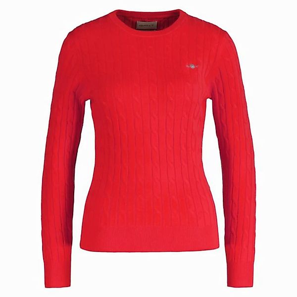 Gant Strickpullover Damen Strickpullover mit Zopfmuster Slim Fit (1-tlg) günstig online kaufen