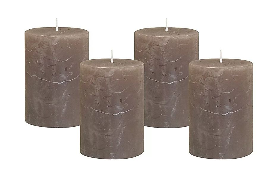 4 Rustic Stumpenkerzen Premium Kerze Dark Taupe 6x8cm - 28 Std Brenndauer günstig online kaufen