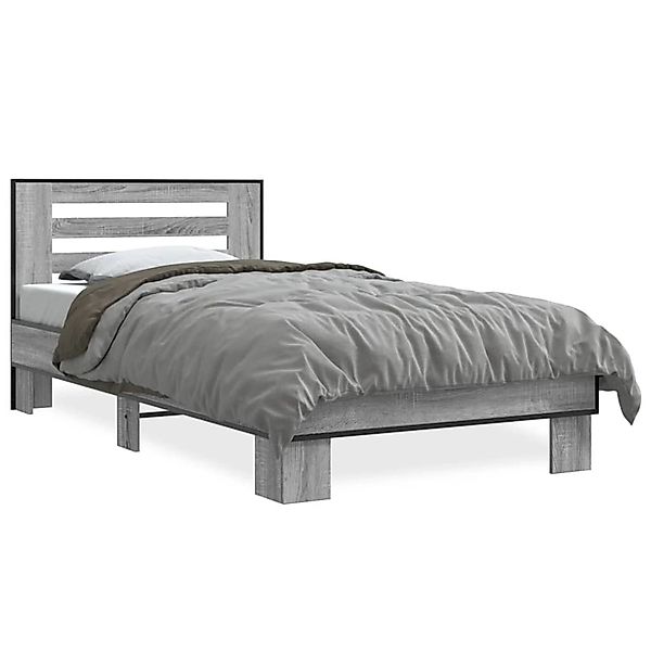 vidaXL Bettgestell Grau Sonoma 75x190 cm Holzwerkstoff und Metall 845660 günstig online kaufen