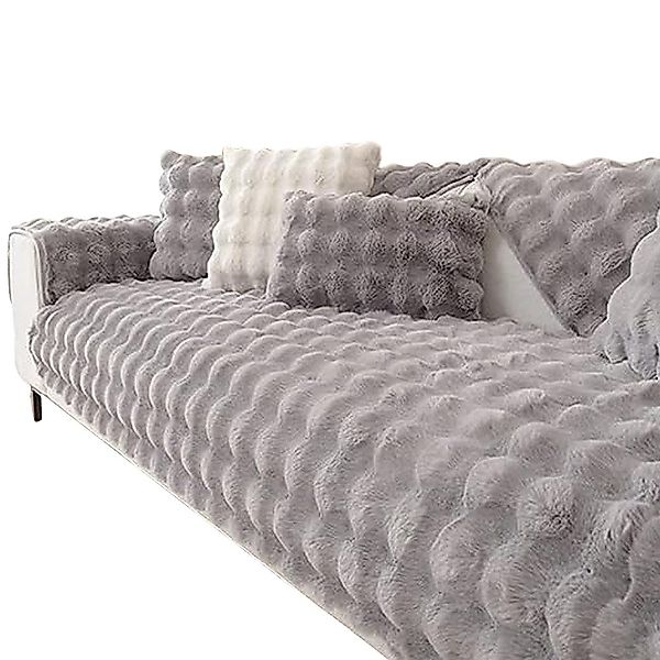 Coonoor Sofaschoner rutschfest Kaninchen Plüsch Sofabezug L Form 2/3/4 Sitz günstig online kaufen