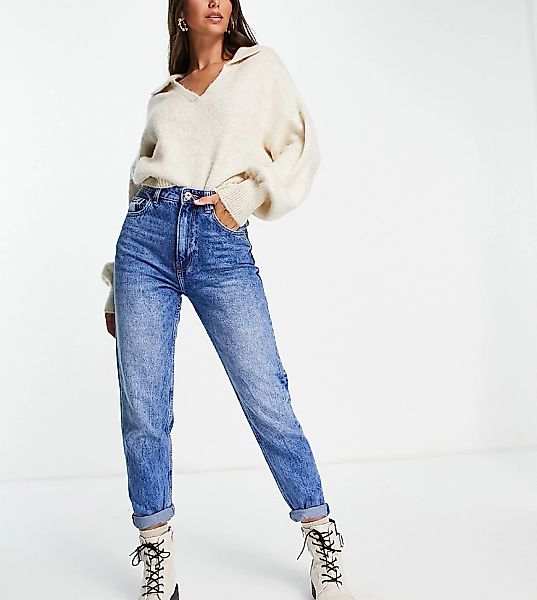 Bershka Tall – Mom-Jeans in Vintageblau günstig online kaufen