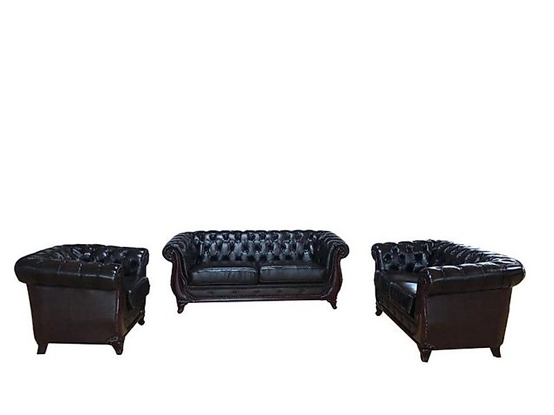 Salottini Chesterfield-Sofa Chesterfield Sofagarnitur Manchester Leder 3/2/ günstig online kaufen