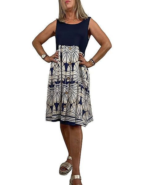 ITALY VIBES Midikleid ONORA - ärmelloses Kleid mit Seitentaschen - Blätterp günstig online kaufen