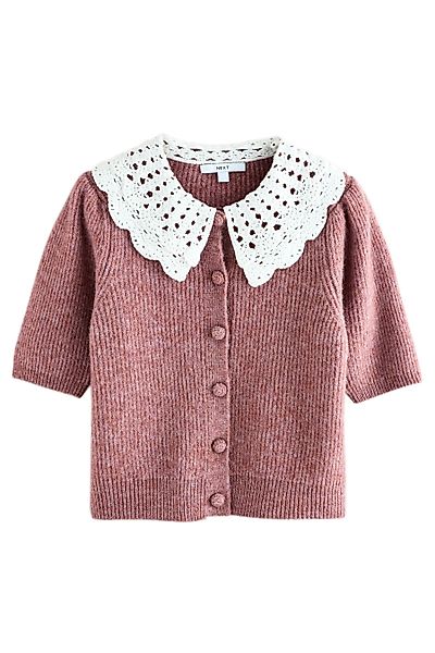 Next Strickjacke Kurzärmelige Strickjacke mit Häkelkragen günstig online kaufen