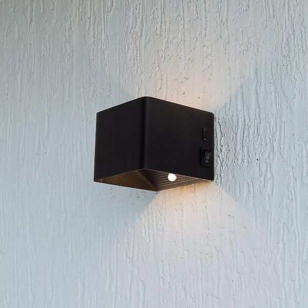 LED-Wandleuchte Cube Akku, magnetisch, schwarz günstig online kaufen