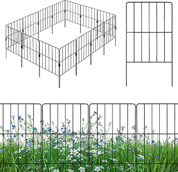 KOMFOTTEU Gartenzaun Steckzaun Metall, 60cm hoch, für Hunde, Garten günstig online kaufen