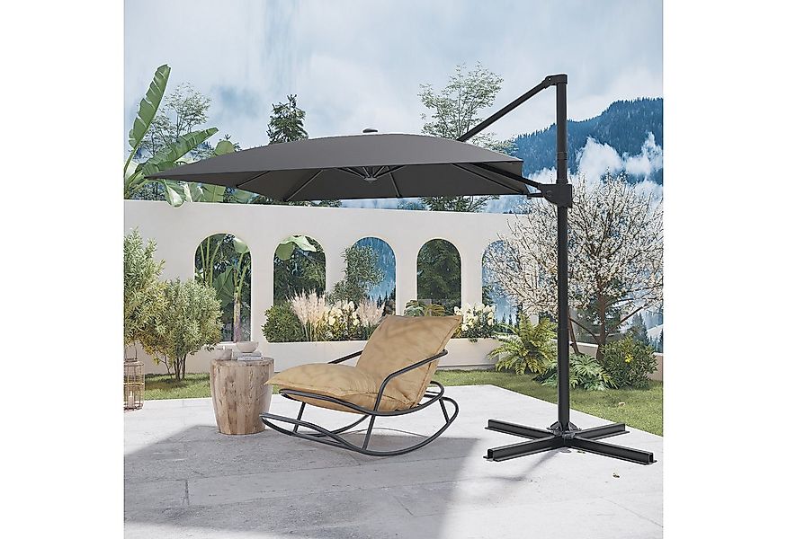 GUNJI Sonnenschirm ∅270/330cm,Gartenschirm UV Schutz 50+,mit Ständer, Abdec günstig online kaufen