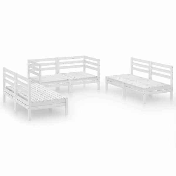 6-tlg. Garten-lounge-set Weiß Massivholz Kiefer günstig online kaufen