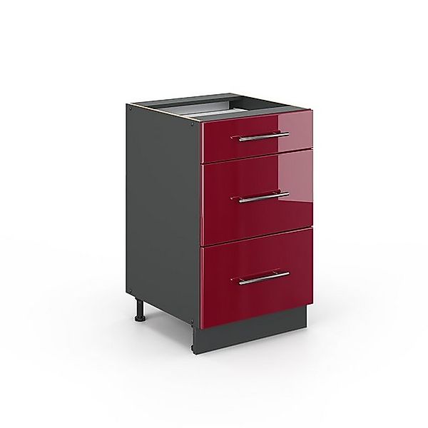 Vicco Küchenunterschrank Fame-Line Bordeaux Hochglanz/Anthrazit 50 cm ohne günstig online kaufen