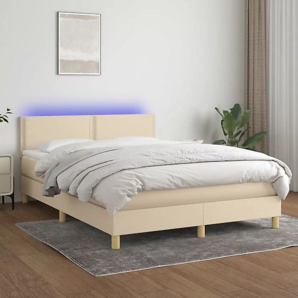 Vidaxl Boxspringbett Mit Matratze & Led Creme 140x200 Cm Stoff günstig online kaufen