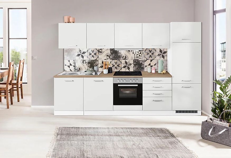 KOCHSTATION Küchenzeile »KS-Visby«, mit E-Geräten, Breite 300 cm inkl. Kühl günstig online kaufen