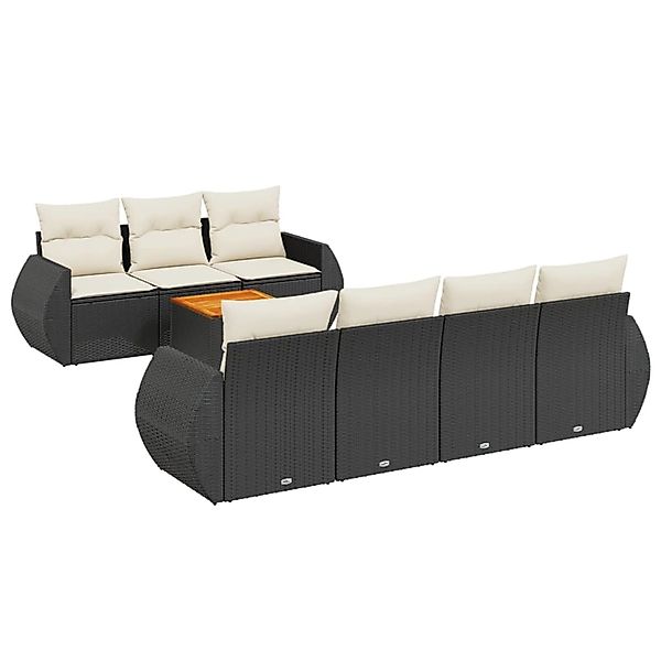vidaXL 8-Tlg Garten-Sofagarnitur mit Kissen Schwarz Poly Rattan 3257239 günstig online kaufen