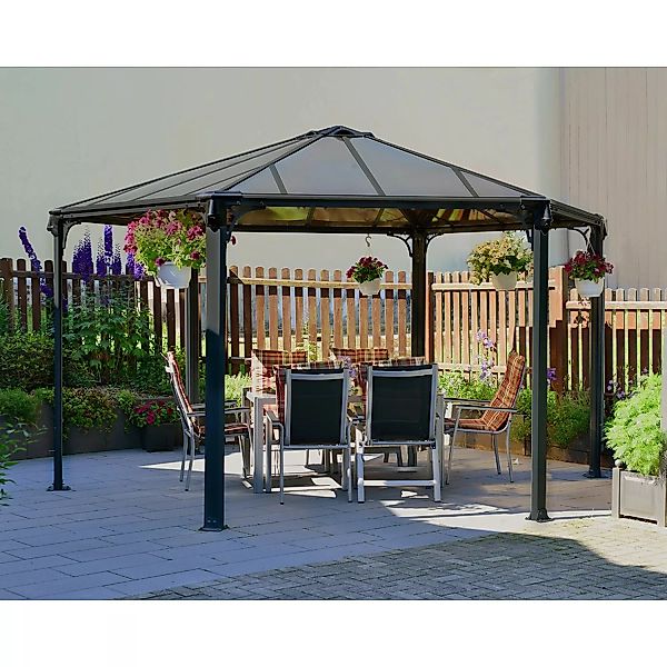 Palram - Canopia  Monaco 4.5 x 3.9 GartenPavillon Anthrazit inkl. LED Set günstig online kaufen