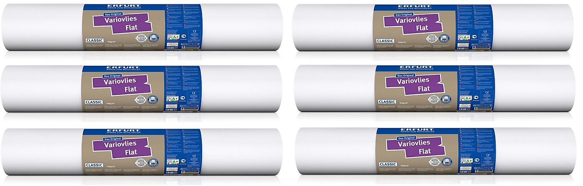 ERFURT Vliestapete 6 Rollen Erfurt Variovlies Flat Classic 150g weiße Tapet günstig online kaufen