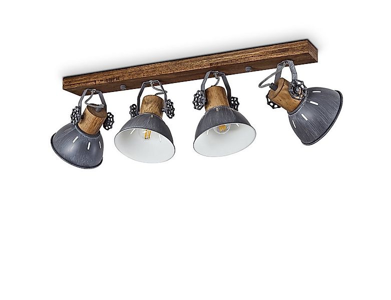 hofstein Deckenleuchte »Cotes« Deckenlampe, Metall/Holz, Grau/Weiß/Dunkelbr günstig online kaufen